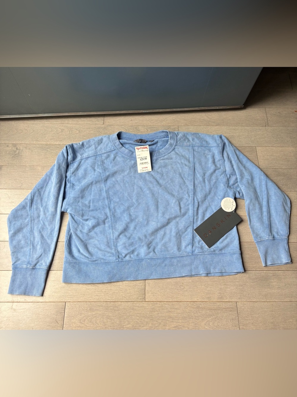 Women’s Danskin Blue Crew Neck Pullover Warm Cotton Sweatshirt NWT XS